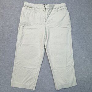 Briggs New York Womens Lt Khaki Capri Pants 2 Button Waist High Rise Size 14